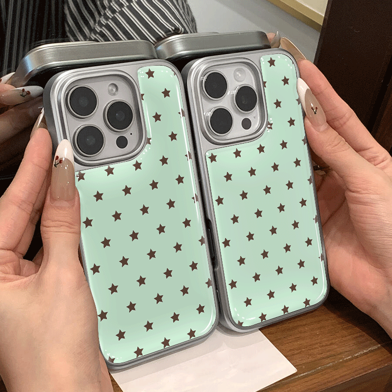 Computer Case - Handyhülle mit mintbraunem Sternmuster, passend für